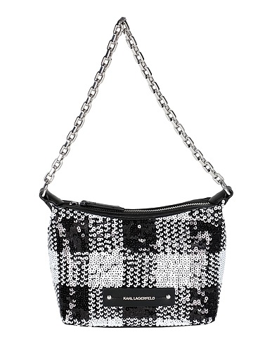KARL LAGERFELD Handbag K/EVENING MINI SHB SEQUIN CHCK Black 66% Terylene, 34% Polyurethane