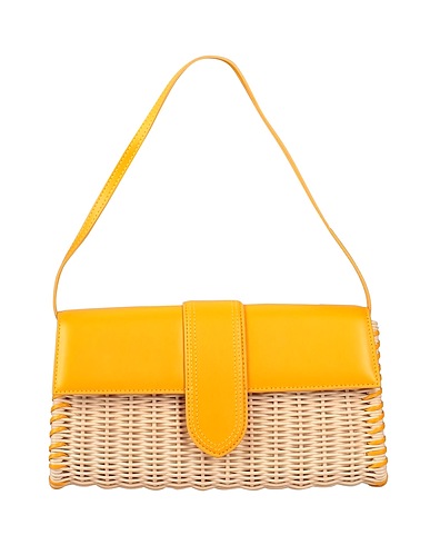JACQUEMUS Borsa a mano Giallo 100% Vimini, Vacchetta