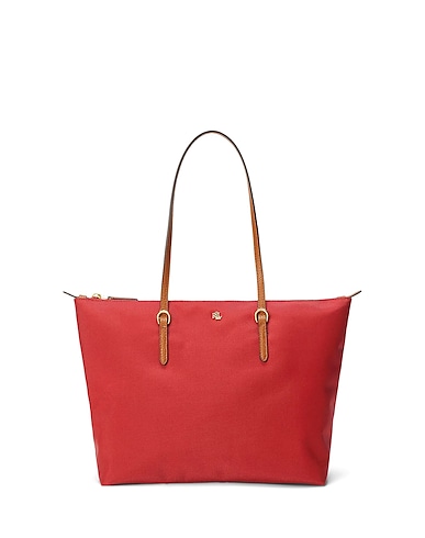 LAUREN RALPH LAUREN Borsa a mano NYLON MEDIUM KEATON TOTE
 Rosso 100% Nylon riciclato, Poliuretano