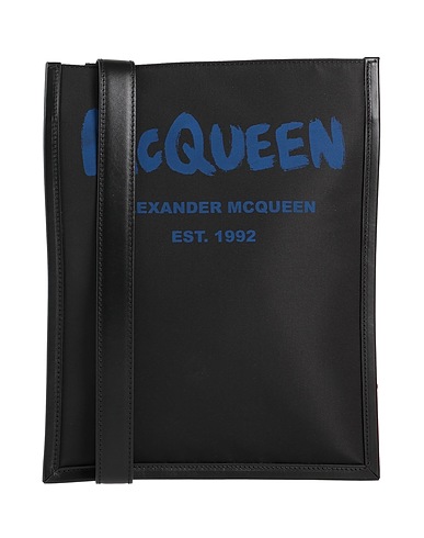 MCQUEEN Across-body bag Black Textile fibres, Soft Leather