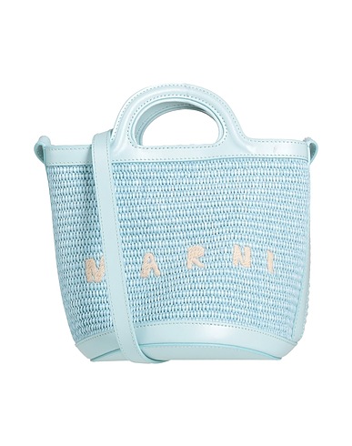 MARNI ハンドバッグ スカイブルー 革 / 天然ラフィア