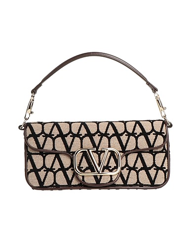 VALENTINO GARAVANI Handbag Beige Soft Leather, Textile fibers