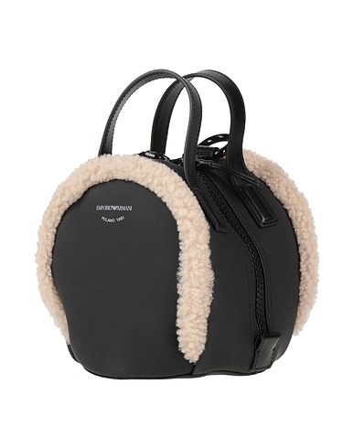 EMPORIO ARMANI Sacs à dos Noir 70% Polyester, 30% Élasthanne, Polyuréthane, Cuir de bovin, Fourrure en laine d'agneau