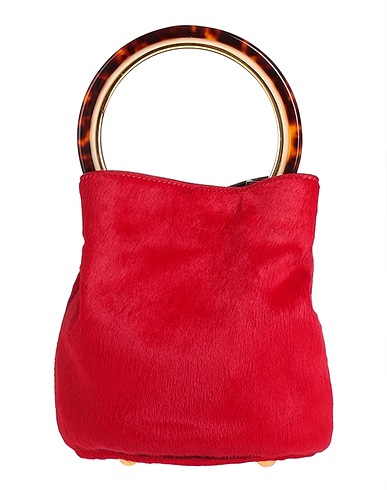 MARNI Handtasche Rot 30% Kalbfell, 25% Schurwolle, 15% Messing, 15% Harz, 15% Rindsleder