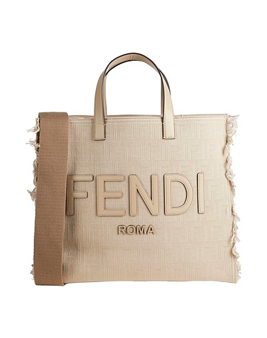 FENDI Handbag Sand Textile fibers, Leather