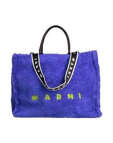 MARNI Handbag Blue 100% Polyester, Bovine leather, Polyamide, Brass, Zinc