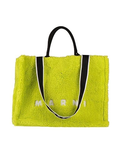 MARNI Borsa a mano Verde lime 100% Poliestere, Pelle di bovino, Poliammide, Ottone, Zinco