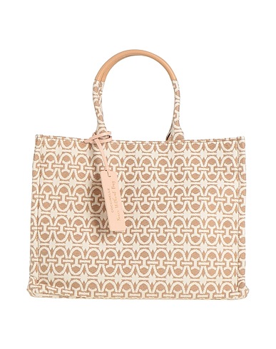 COCCINELLE Handtasche Beige Gewebefasern, Leder