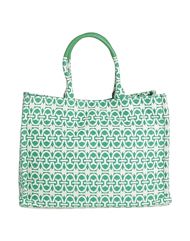 COCCINELLE Sac à main Vert Fibres textiles, Cuir