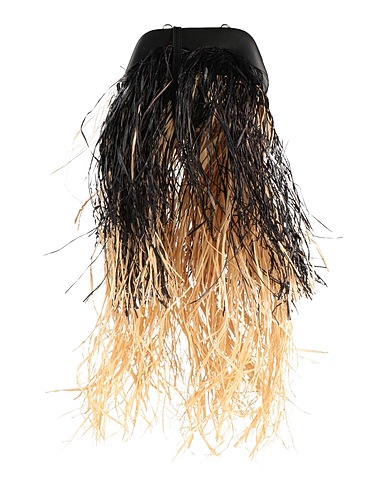 THEMOIRÈ Cross-body bags Black Polyurethane, Natural raffia