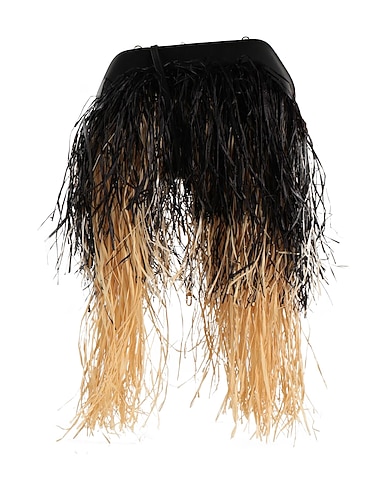 THEMOIRÈ Across-body bag Black Polyurethane, Natural raffia