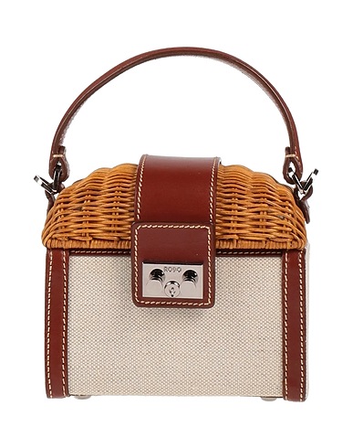 RODO Handbag Chocolate brown 60% Cotton, 30% Wicker, 10% Calfskin