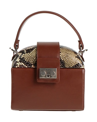 RODO Handbag Brown Calfskin, Elaphe snakeskin