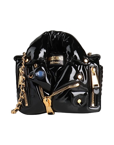 MOSCHINO Across-body bag COUTURE Black Leather, Textile fibres