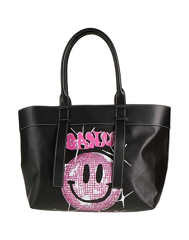 GANNI Bolso de mano Negro 65% Algodón reciclado, 35% Algodón, Piel reciclada, Poliuretano, Poliéster