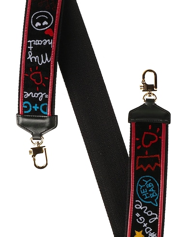 DOLCE&GABBANA Bag accessories & charms NERO 95% Cotton, 5% Calfskin