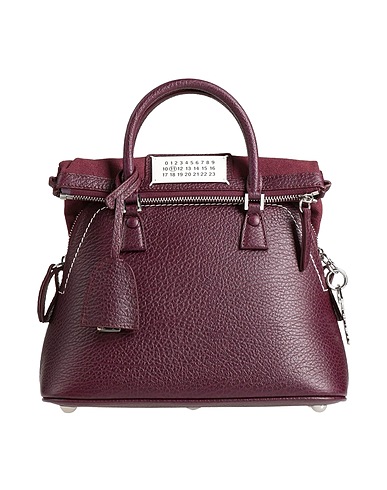 MAISON MARGIELA Handbag Plum Leather, Textile fibers