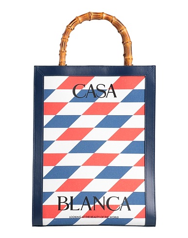 CASABLANCA Handbag Navy blue Textile fibres, Leather, Bamboo