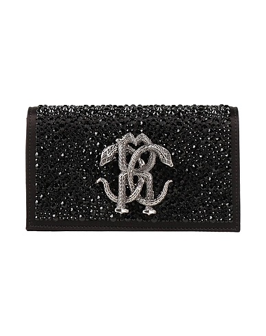 ROBERTO CAVALLI Handbag Black Leather, Viscose, Silk, Polyester