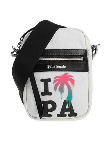 PALM ANGELS Umhängetasche Off white 90% Polyamid, 10% Acryl, Leder