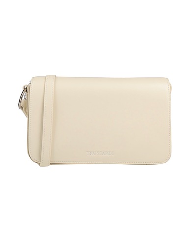 TRUSSARDI Borsa a tracolla Off white 100% Poliestere riciclato, Poliestere, Pelle, Resina poliuretanica