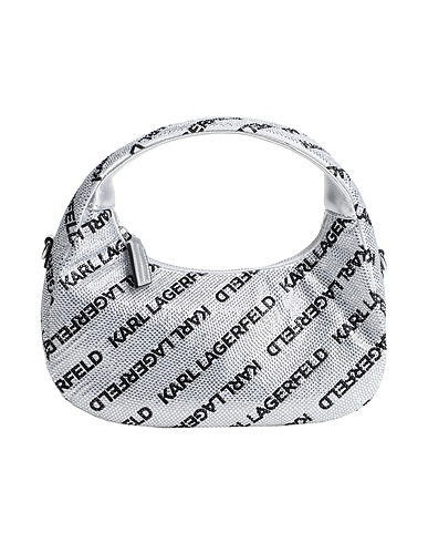 KARL LAGERFELD Handbag Silver 38% Polyester, 37% Glass, 25% Polyurethane