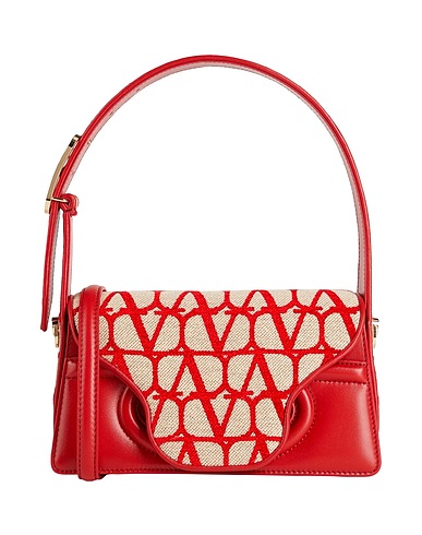 VALENTINO GARAVANI Handtasche Rot Leder, Gewebefasern