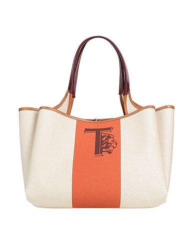 TOD'S Handbag Orange Leather, Textile fibers
