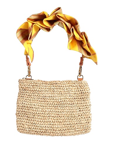 ARANÁZ Handbag Yellow Straw, Textile fibers