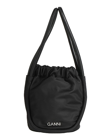 GANNI Handbag Black 100% Polyamide, Recycled leather, Polyurethane