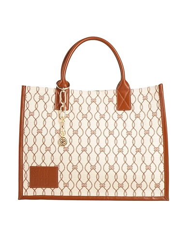 SANDRO Handbag Cream 100% Cotton, Cowhide
