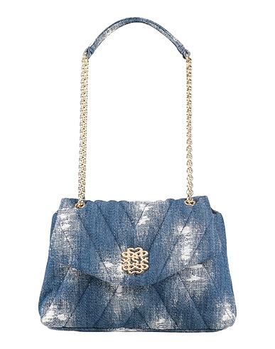 SANDRO Shoulder bag Blue 100% Cotton, Cowhide