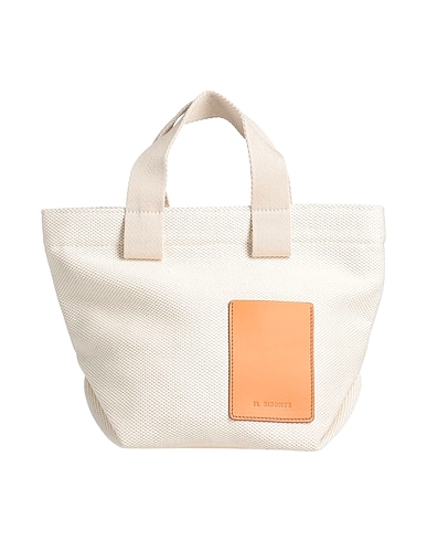 IL BISONTE Handbag Ivory Textile fibres, Leather
