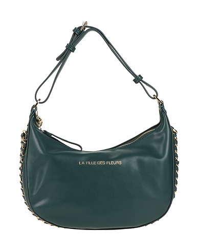 LA FILLE des FLEURS Handbag Dark green 100% Polyurethane
