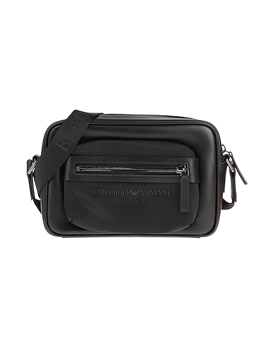 EMPORIO ARMANI Across-body bag Black Textile fibres, Recycled leather