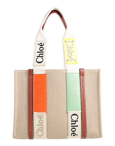 CHLOÉ 숄더백 브라운 100% 리넨, 송아지 가죽, 폴리에스테르