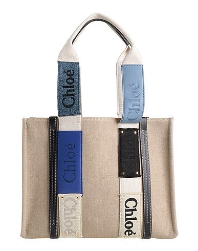 CHLOÉ Shoulder bag Grey 100% Linen, Calfskin, Polyester