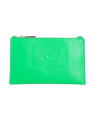 CHIARA FERRAGNI Handbag Green 100% Polyester, Polyurethane resin