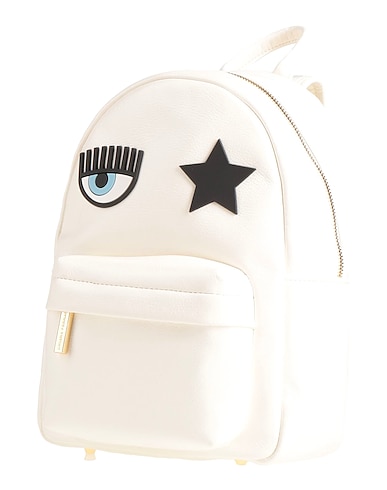 CHIARA FERRAGNI Rucksacks Off white 100% Polyester, Polyurethane resin