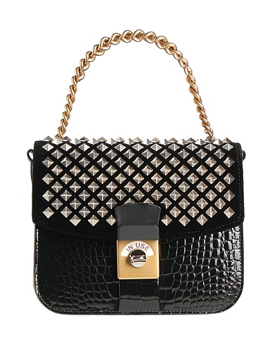 MAISON MARGIELA Handbag Black Leather, Textile fibers