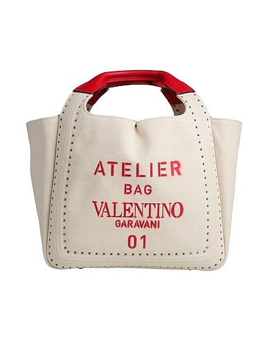 VALENTINO GARAVANI Handbag Ivory Textile fibres, Leather