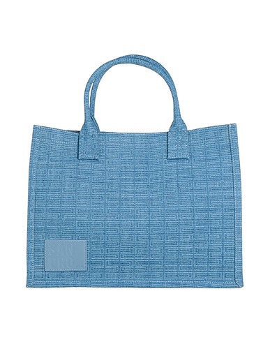 SANDRO Handbag Pastel blue 100% Cotton, Cowhide