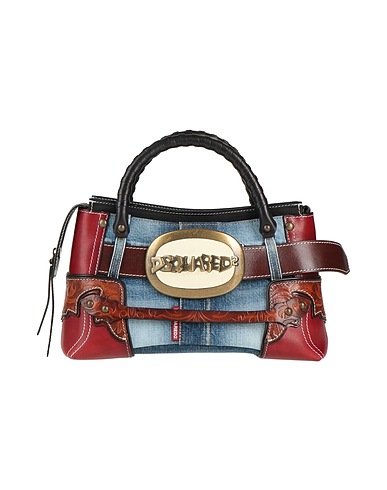 DSQUARED2 Τσάντα χειρός Μπλε Δέρμα βοοειδών, Φυτική ίνα