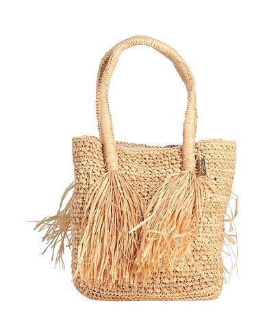 LA MILANESA Handbag Sand Natural raffia