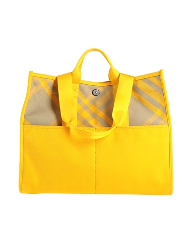 BURBERRY Handbag Yellow 100% Cotton, Calfskin