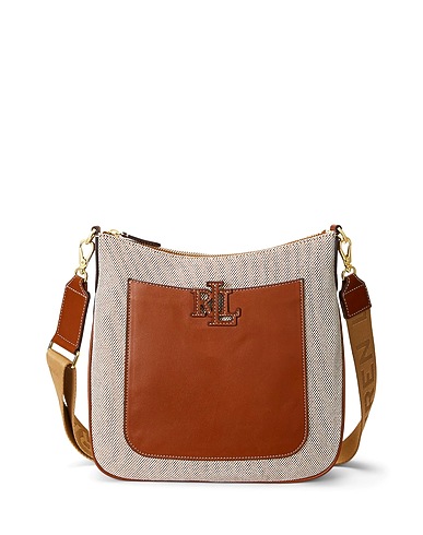 LAUREN RALPH LAUREN Cross-body bags Tan 100% Cotton, Cow leather
