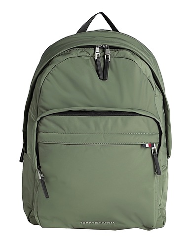 TOMMY HILFIGER Backpacks Military green 93% Recycled polyester, 7% Polyurethane