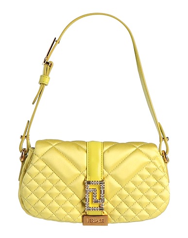 VERSACE Handbag Lime green 72% Viscose, 28% Silk, Lambskin