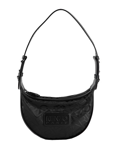 KENZO Shoulder bag Black Polyester, Cow leather