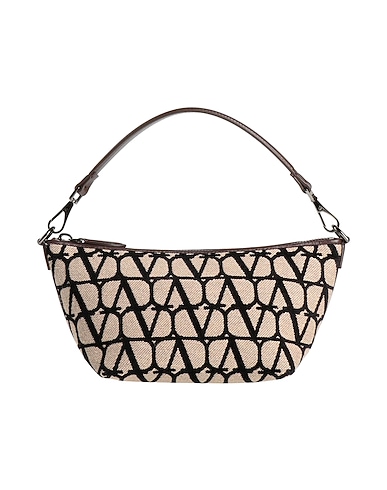 VALENTINO GARAVANI Handbag Beige Leather, Textile fibres